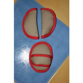   Bébihordozóba vállpárna, csatpárna szett drapp - piros szegély