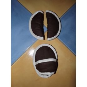   Bébihordozóba vállpárna, csatpárna szett barna - krém szegély