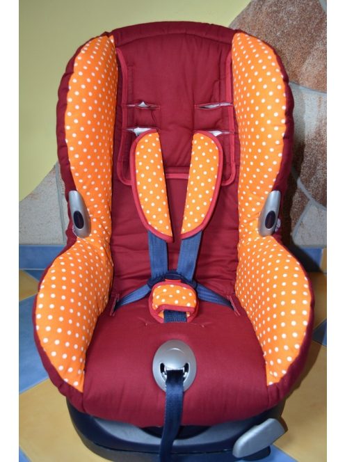 Maxi Cosi Priori XP 9-18kg üléshuzat garnitúra bordó - narancs pöttyös
