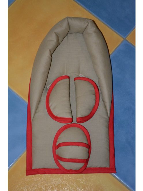Bébihordozóba újszülött szűkítő + váll-csatpárna drapp - piros szegély