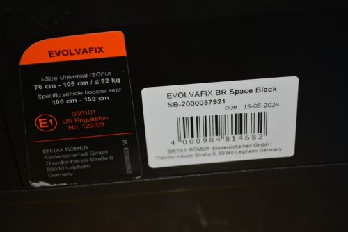 Britax Römer Evolvafix 76-150 cm "Space Black" HIBÁTLAN gyerekülés 15 hó-12 év (2024-es!)